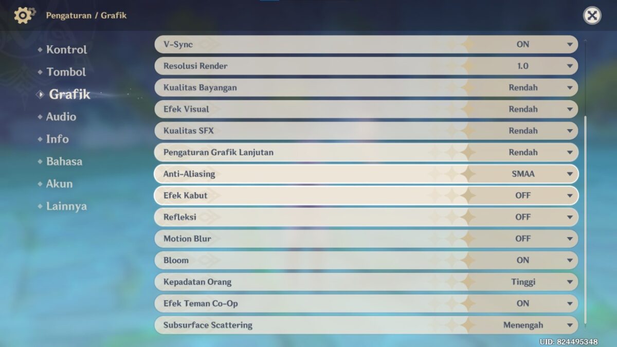 Cara mengatasi ping tinggi di genshin impact 5 Grafis